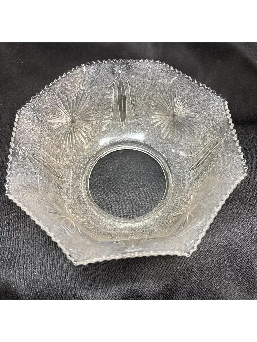 VTG MCM Stippled Pressed Glass Light Shade Starburst Atomic 3.25” Fit Great Con.